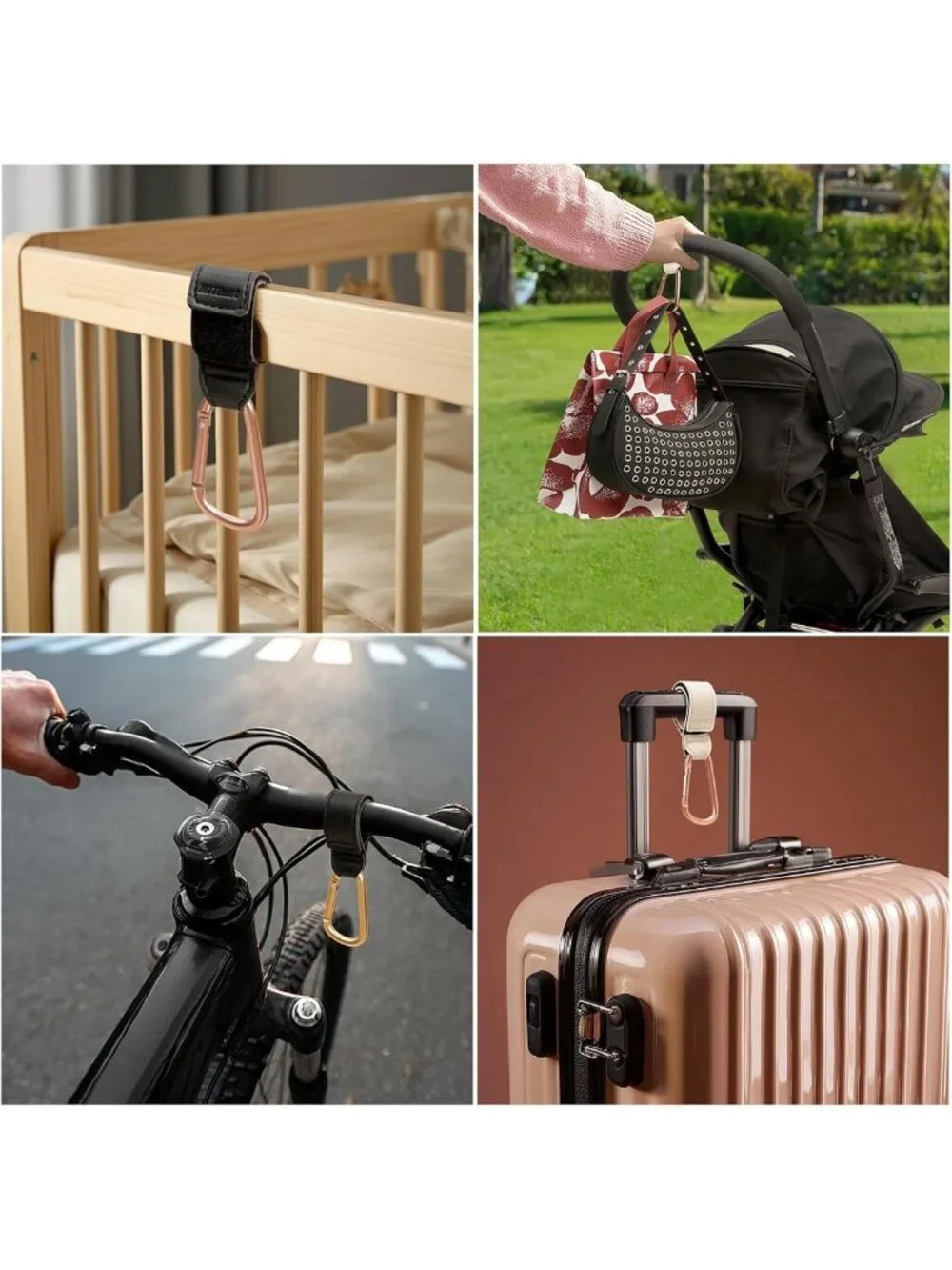 Heavy Duty Stroller Hooks 2-Pack | Adjustable Clips for Diaper Bags & More